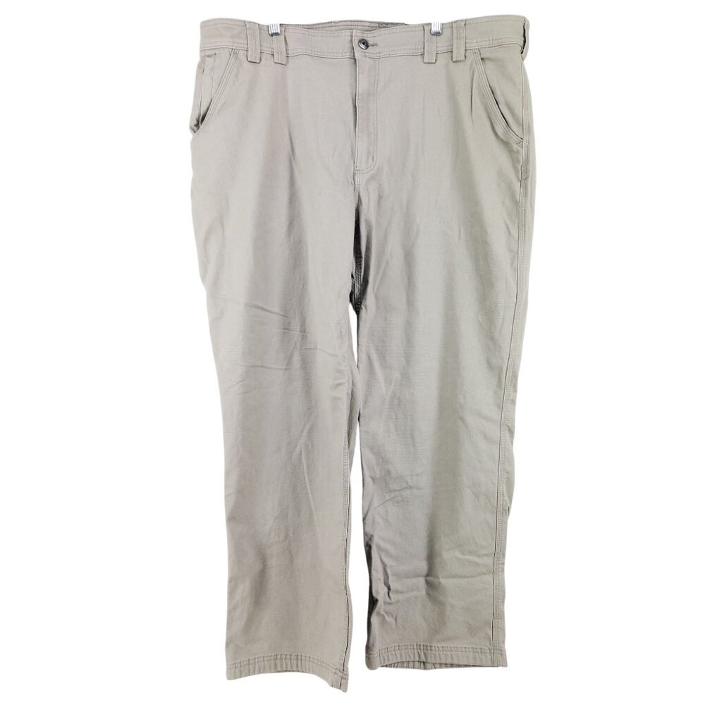 Duluth Trading Mens Size 42x30 Relaxed Fit Flex Fire Hose Pants Tan Cotton Blend
